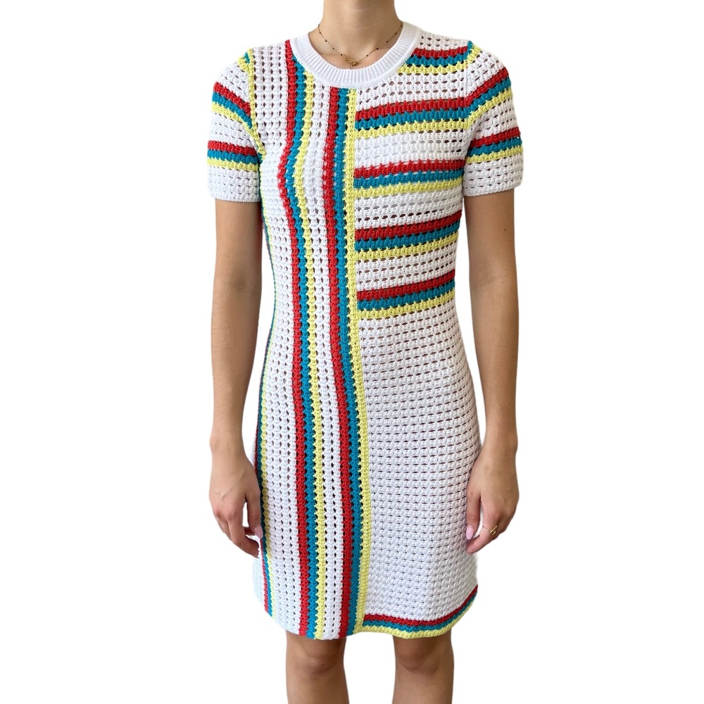 Solid & Striped Mini Knit Dress Up Swim Striped Beach Crochet Stripe Medium